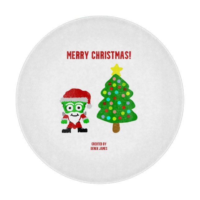 Christmas FrankenCheese Round Cutting Board (Front)