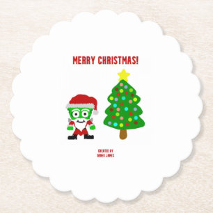 Christmas FrankenCheese Scalloped Round Coaster