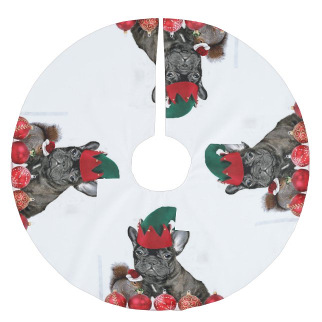 Christmas French Bulldog Brushed Polyester Tree Skirt (Front)