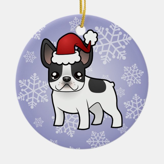 Christmas French Bulldog Ceramic Ornament (Front)