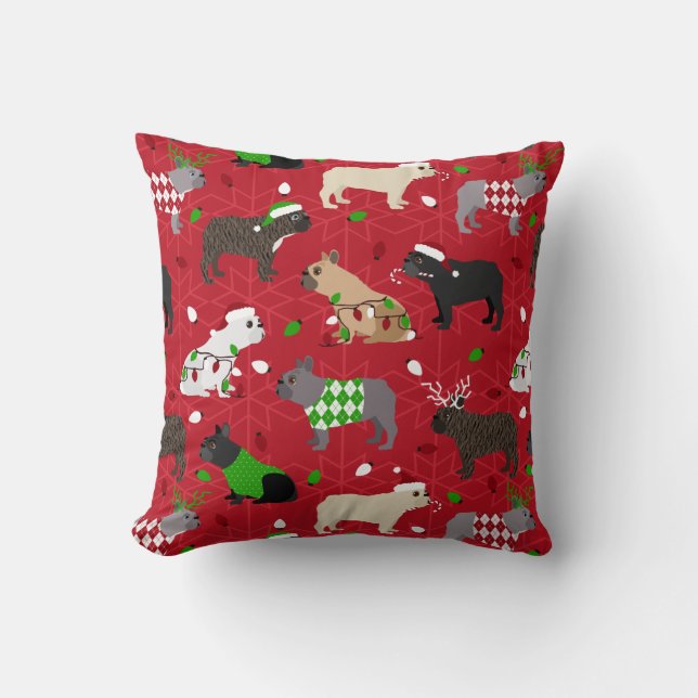 Christmas French Bulldog Cushion (Front)