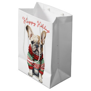 Christmas French Bulldog Dog Medium Gift Bag