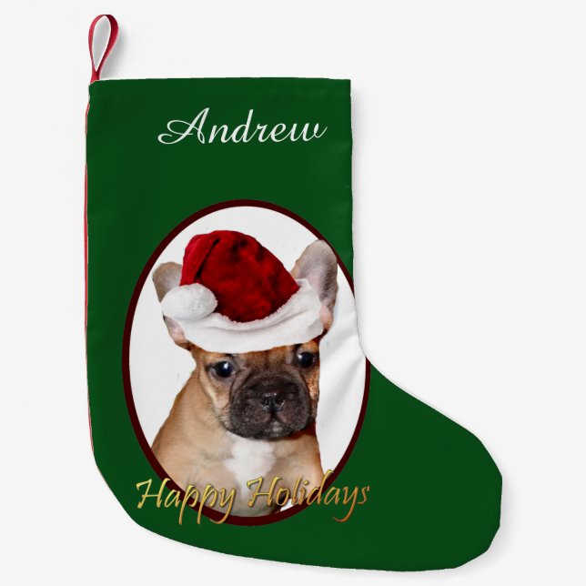 Christmas French Bulldog dog personalised stocking (Front)