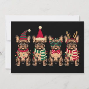 Christmas French Bulldog Dog Santa Reindeer Xmas Invitation