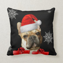 Christmas French Bulldog dog throw pillow