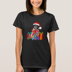 Christmas French Bulldog Dog Xmas Lights Santa Hat T-Shirt
