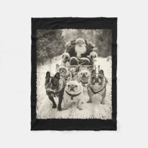 Christmas French Bulldog  Fleece Blanket