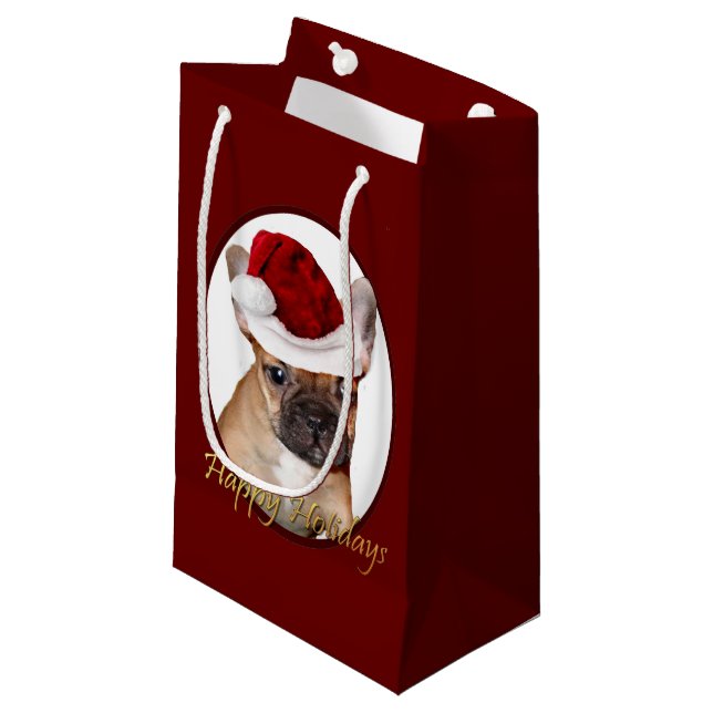 Christmas French Bulldog gift bag (Front Angled)