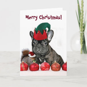 Christmas French bulldog greeting card