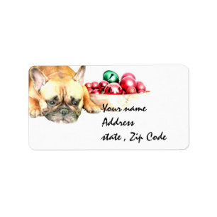 Christmas French Bulldog Label