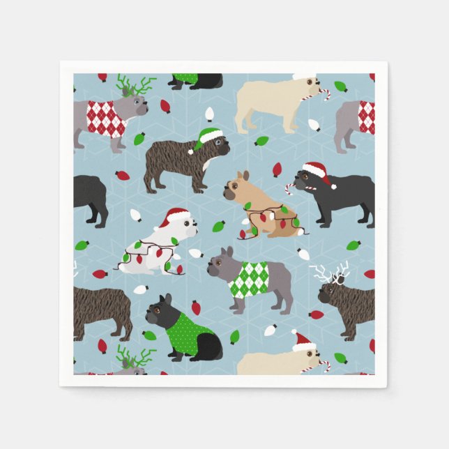 Christmas French Bulldog Napkins (Front)