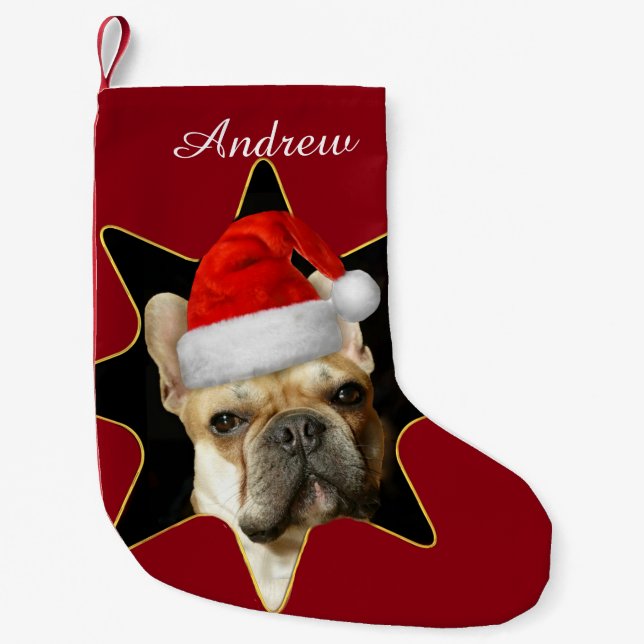 Christmas French Bulldog personalised stocking (Front)