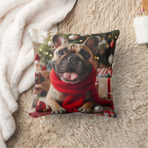 christmas french bulldog pillow