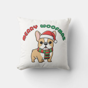 Christmas French Bulldog Pillow: Merry Woofmas Cushion