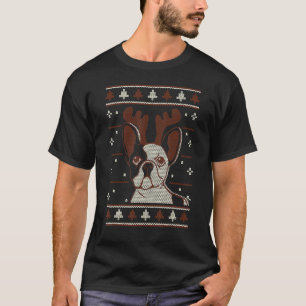 Christmas French Bulldog Pug Santa Hat Funny T-Shirt