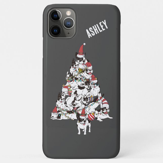 Christmas French Bulldog Puppy Christmas Tree Case-Mate iPhone Case (Back)