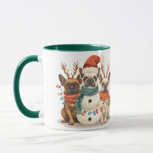 Christmas French Bulldog Reindeer Dogs Mug