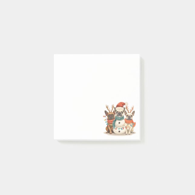 Christmas French Bulldog Reindeer Dogs Post-it Notes (Front)
