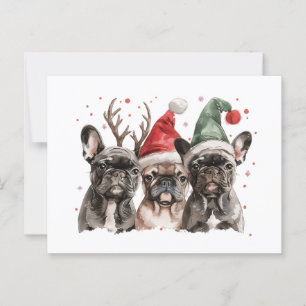 Christmas French Bulldog Reindeer Dogs Postcard