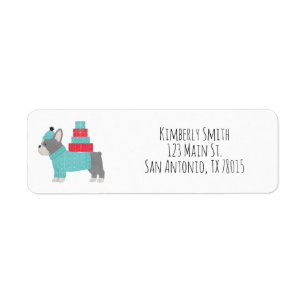 Christmas French Bulldog Return Address Label