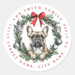 Christmas French Bulldog Round Stickers