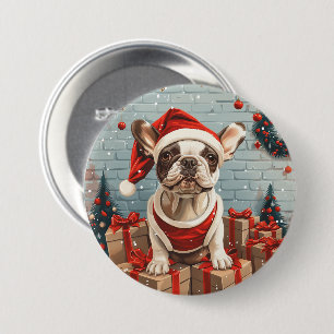 Christmas French Bulldog Santa Dog 7.5 Cm Round Badge
