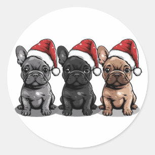 Christmas French Bulldog Santa Dog Classic Round Sticker