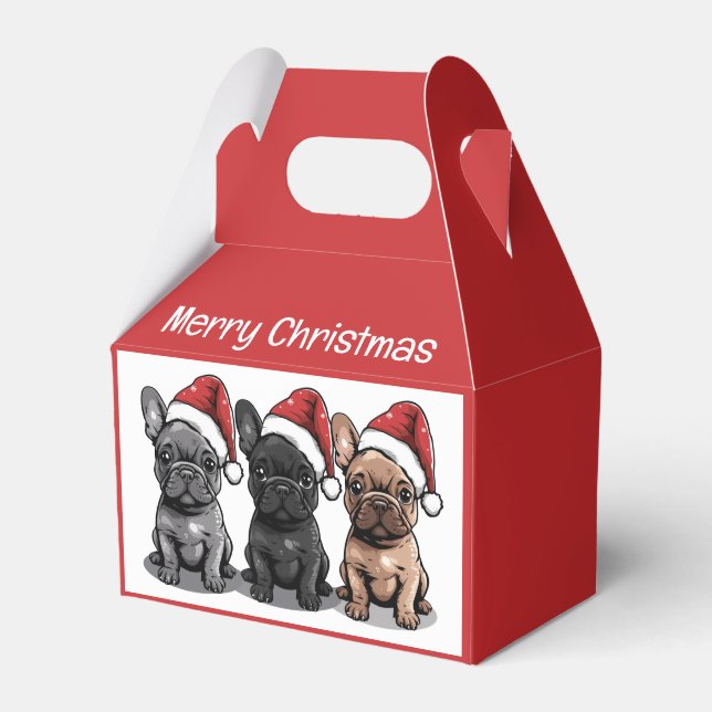 Christmas French Bulldog Santa Dog Favour Box (Front Side)
