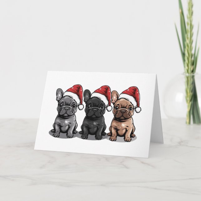 Christmas French Bulldog Santa Dog Holiday Card (Front)