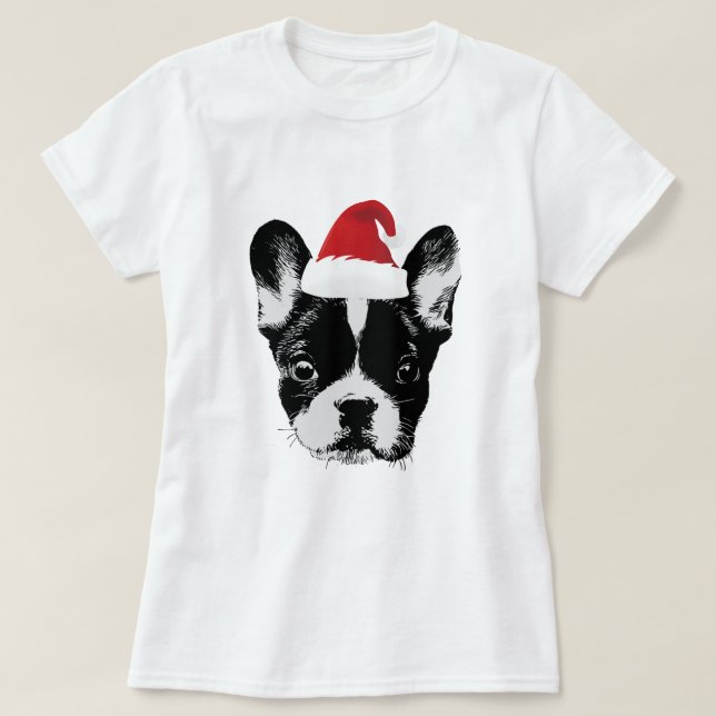 Christmas French Bulldog Santa Frenchie T-Shirt (Design Front)