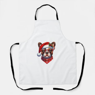 Christmas French Bulldog Santa Hat Frenchie Ugly C Apron