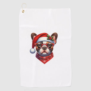 Christmas French Bulldog Santa Hat Frenchie Ugly C Golf Towel
