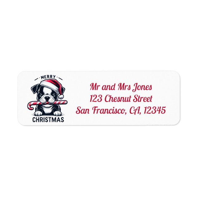 Christmas French Bulldog Santa Hat- Return Address Label (Front)