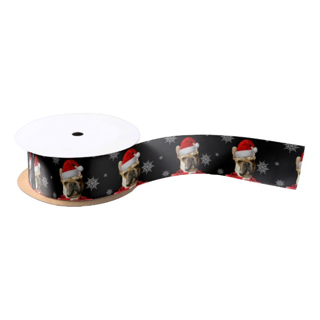 Christmas French Bulldog  Satin Ribbon (Spool)