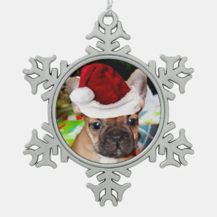 Christmas French bulldog snowflake Ornament