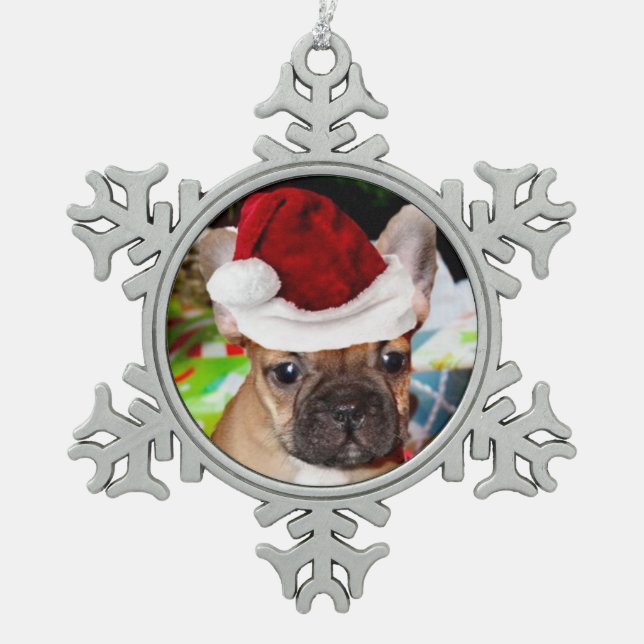 Christmas French bulldog  snowflake Ornament (Front)