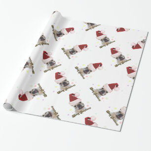 Christmas french bulldog white wrapping paper