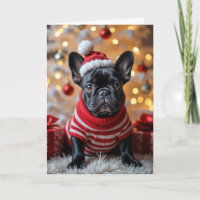 Christmas French Bulldog With Santa Hat