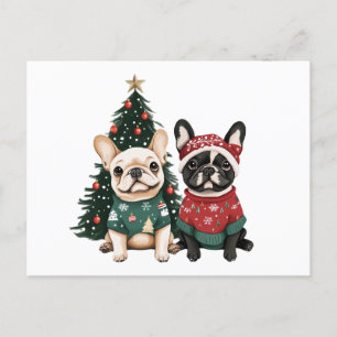Christmas French Bulldogs Postcard