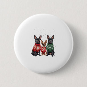 Christmas French Bulldogs Xmas Frenchie Dog 2 6 Cm Round Badge