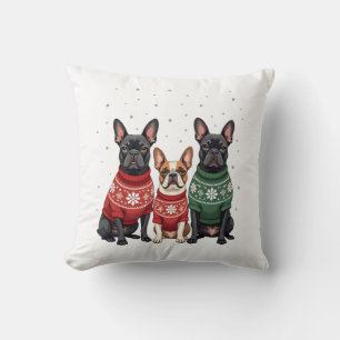 Christmas French Bulldogs Xmas Frenchie Dog 2 Cushion