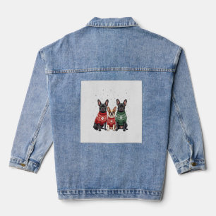 Christmas French Bulldogs Xmas Frenchie Dog 2 Denim Jacket