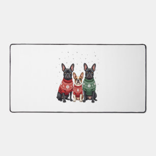 Christmas French Bulldogs Xmas Frenchie Dog 2 Desk Mat