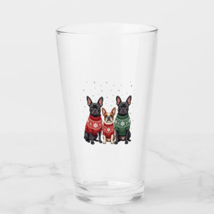 Christmas French Bulldogs Xmas Frenchie Dog 2 Glass
