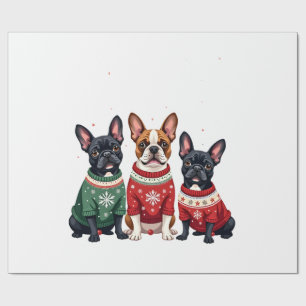 Christmas French Bulldogs Xmas Frenchie Dog 4 Wrapping Paper