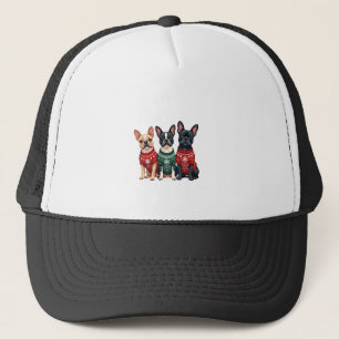 Christmas French Bulldogs Xmas Frenchie Dog Men Wo Trucker Hat