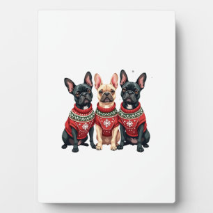 Christmas French Bulldogs Xmas Frenchie Dog Plaque
