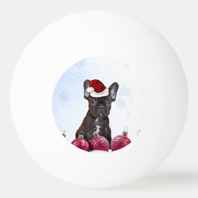 Christmas French Bulloog Ping Pong Ball (Front)