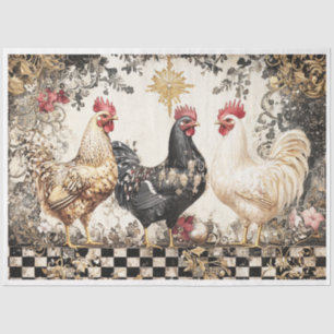 Christmas French Chickens Tissue Paper