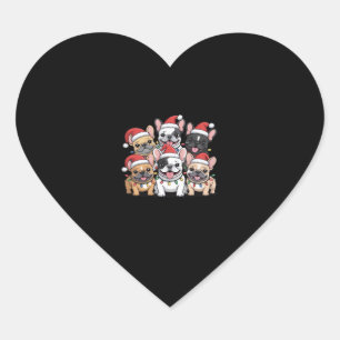 Christmas French Dogs Oversized T-Shirt Heart Sticker